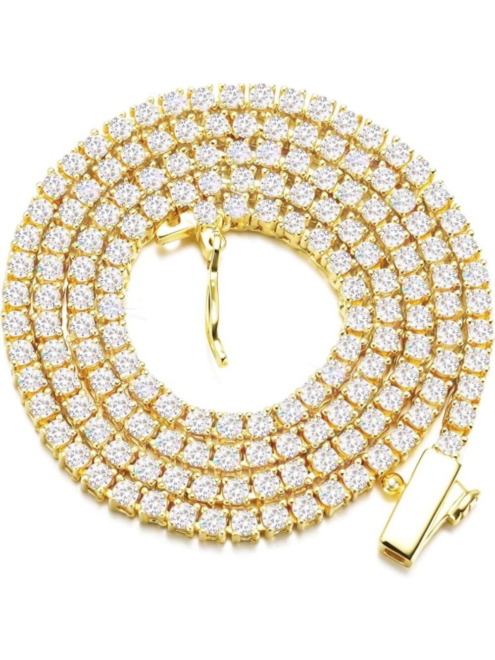 Elegant 2mm Tennis Necklace for Women & Men - Gold Plated CZ Choker Chain 16-18